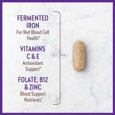 New Chapter Iron Supplement, Whole-Food Fermented Iron Complex Made with Organic Vegetables & Herbs + One Daily Non-Constipating Dose- 60ct, 2 Month Supply - Image 3