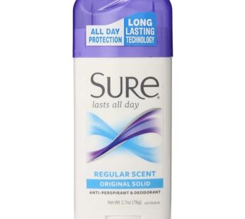 Sure Original Solid Anti Perspirant and Deodorant, Regular Scent, 2.7-Ounces (Pack of 6)
