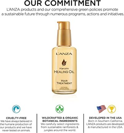 L'ANZA Keratin Healing Oil Hair Treatment, Hair Oil Revives & Nourishes Dry Damaged Hair & Scalp, Sulfate Free with Phyto IV Complex, Cruelty Free Volumizing Hair Care with UV Protection (6.2 Fl Oz) - Image 8