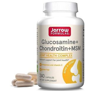 Jarrow Formulas Glucosamine + Chondroitin + MSM Capsules, Joint Support Supplement with Vitamin C and Manganese, 240 Capsules, 60 Day Supply