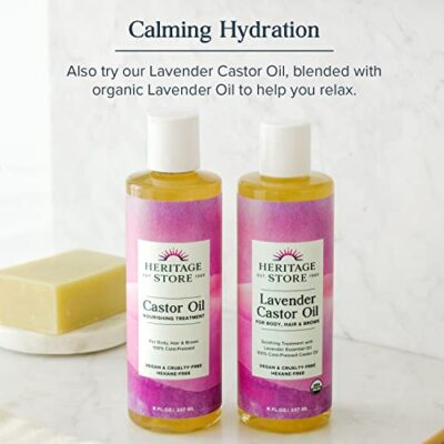 HERITAGE STORE Castor Oil, Cold Pressed, Rich Hydration for Vibrant Hair & Skin, Bold Lashes & Brows, No Hexane (8 Fl Oz) - Image 5