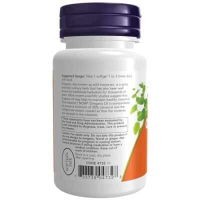 NOW Supplements, Oregano Oil with Ginger and Fennel Oil, Enteric Coated, 90 Softgels - Image 3