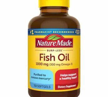 Nature Made Burp Less Fish Oil 1000 mg Softgels, Fish Oil Supplements, Omega 3 Fish Oil for Healthy Heart Support, Omega 3 Supplement with 150 Softgels, 75 Day Supply