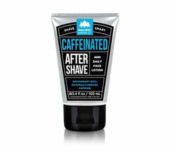 Pacific Shaving Company Caffeinated Aftershave, Men’s Grooming Product – Antioxidant Daily Face Lotion + After Shave – Soothing Aloe & Spearmint Post Shave Balm for Sensitive Skin (3.4 Oz)