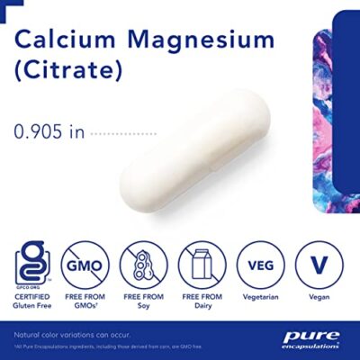 Pure Encapsulations Calcium Magnesium (Citrate) - 240 g Calcium & 240 g Magnesium - Bone Health Support - Non-GMO & Vegan - 180 Capsules - Image 3