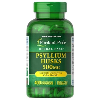 Puritan's Pride Psyllium Husks 500 Mg, Supports Digestive and Colon Health, 400 ct