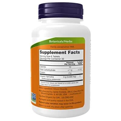 NOW Supplements, Organic Spirulina 500 mg with Vitamins, Minerals and GLA (Gamma-Linolenic Acid), 200 Tablets - Image 2