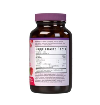 Bluebonnet Nutrition Earth Sweet Vitamin D3 2000 IU Chewable Tablets, Aids in Muscle and Skeletal Growth, D3, Non GMO, Gluten, Free, Soy Free, Milk Free, Kosher, 90 Chewable Tablets, Raspberry Flavor - Image 2