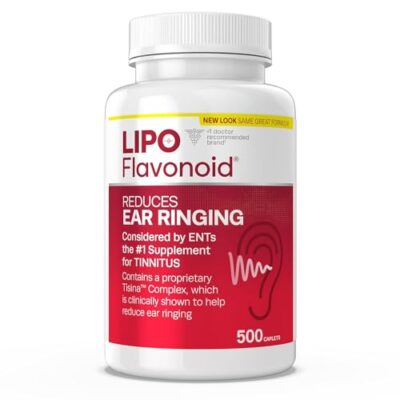 Lipo Flavonoid Plus, Tinnitus Relief for Ringing Ears, OTC Flavonoid Ear Health Vitamins, Bioflavonoids & Vitamin C, 500 Caplets