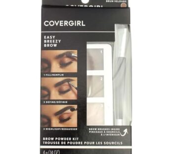 COVERGIRL – Easy Breezy Brow Powder Kit, three shades brow definer, professional double-ended angled brush, effortless, 100% Cruelty-Free(Packaging May Vary)