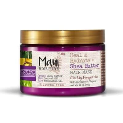 Maui Moisture Heal & Hydrate + Shea Butter Hair Mask & Leave-In Conditioner Treatment to Deeply Nourish Curls & Help Repair Split Ends, Vegan, Silicone, Paraben & Sulfate-Free, 12 Ounce