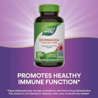 Nature's Way Echinacea Purpurea Herb, Immune Support*, 1,200 mg per 3- Capsule Serving, Non-GMO Project Verified, Vegan, 180 Capsules (Packaging May Vary) - Image 4