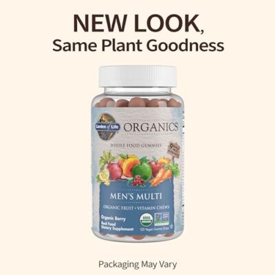 Garden of Life Organics Men's Gummy Vitamins - Berry - Certified Organic, Non-GMO, Vegan, Kosher Complete Multi - Methyl B12, C & D3 - Gluten, Soy & Dairy Free, 120 Real Fruit Chew Gummies - Image 2