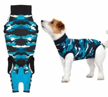Suitical Recovery Suit for Dogs | Spay and Neutering Dog Surgery Recovery Suit for Male or Female | Soft Fabric for Skin Conditions | Small | Neck to Tail 16.9?-20.1? | Blue Camouflage