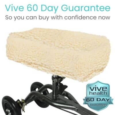 Vive Mobility Knee Walker Pad Cover - Plush Synthetic Faux Sheepskin Scooter Cushion - Accessory for Knee Roller - Leg Cart Improves Comfort During Injury (Off-White) - Image 9