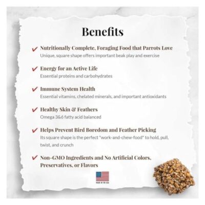 LAFEBER'S Classic Avi-Cakes Pet Bird Food, Made with Non-GMO and Human-Grade Ingredients, for Parrots, 12 oz - Image 2