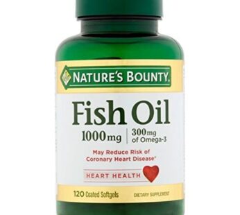 Nature’s Bounty 300 mg Omega-3 Fish Oil 1000 mg Softgels 120 Coated Soft Gels (Pack of 2)