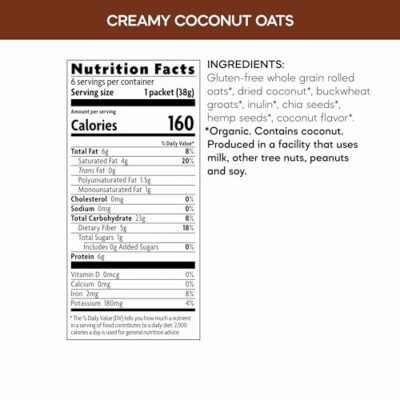 Nature's Path Qi'a Superfood Organic Gluten Free Creamy Coconut Instant Oatmeal,6 Packets,Non-GMO,35g Whole Grains,6g Plant Based Protein,High Fiber,by Nature's Path - Image 6
