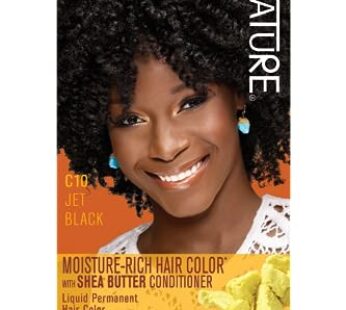 Moisture Rich Liquid Hair Color by Creme of Nature, C10 Jet Black, with Shea Butter Conditioner, 1 Application