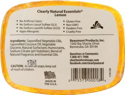 Clearly Natural Essentials Glycerine Bar Soap, Lemon, 4 Ounce - Image 2