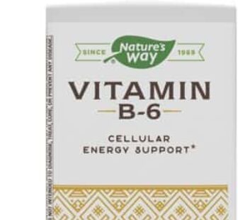 Nature’s Way Vitamin B-6 Supplement, Cellular Energy Support*, 50mg per Serving, 100 Capsules