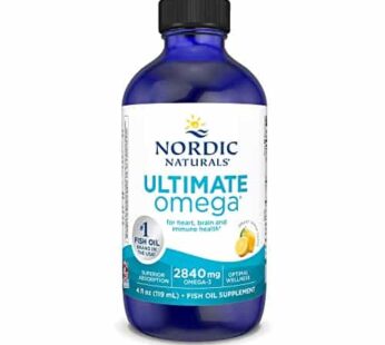 Nordic Naturals Ultimate Omega Liquid, Lemon Flavor – 4 oz – 2840 mg Omega-3 – High-Potency Omega-3 Fish Oil Supplement with EPA & DHA – Promotes Brain & Heart Health – Non-GMO – 24 Servings