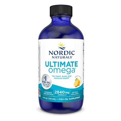 Nordic Naturals Ultimate Omega Liquid, Lemon Flavor - 4 oz - 2840 mg Omega-3 - High-Potency Omega-3 Fish Oil Supplement with EPA & DHA - Promotes Brain & Heart Health - Non-GMO - 24 Servings