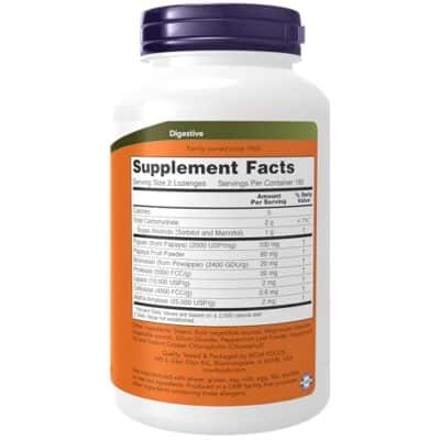 NOW Supplements, Papaya Enzyme with Mint and Chlorophyll, Digestive Support*, 360 Chewable Lozenges - Image 2