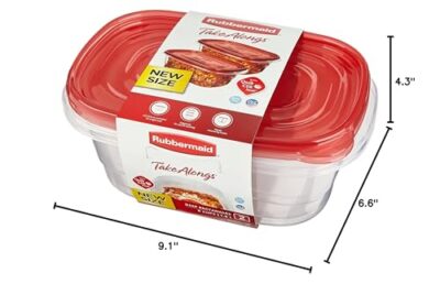 Rubbermaid TakeAlongs Deep Rectangular Food Storage Containers, 8 Cup, Tint Chili, 2 Count - Image 7