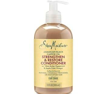 SheaMoisture Conditioner 100% Pure Jamaican Black Castor Oil to Intensely Smooth and Nourish Hair with Shea Butter, Peppermint and Apple Cider Vinegar 13 oz