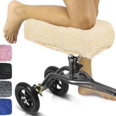 Vive Mobility Knee Walker Pad Cover - Plush Synthetic Faux Sheepskin Scooter Cushion - Accessory for Knee Roller - Leg Cart Improves Comfort During Injury (Off-White)