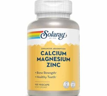 SOLARAY Calcium Magnesium Zinc Supplement – with Calcium 1000mg, Magnesium 500mg – Bone Health, Muscle Function, Heart Health and Immune Support – Vegan, 60 Day Guarantee, 25 Servings, 100 VegCaps