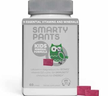 SmartyPants Kids Mineral Chews: Magnesium Citrate & Calcium Supplement with Vitamin D3, Vitamin C, Vitamin K2, Zinc & Selenium for Immune Support, 60 Count (30 Day Supply)