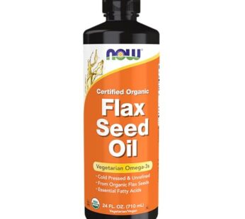 NOW Supplements, Certified Organic Flax Seed Oil Liquid, Cold-Pressed and Unrefined, 24-Ounce