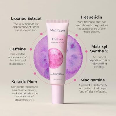 Mad Hippie Eye Cream - Anti-Aging Under Eye Cream for Dark Circles and Puffiness with Niacinamide, Peptides, Kakadu Plum & Licorice, Eye Treatment with Skin-Brightening Vitamin C, 0.5 Oz - Image 3