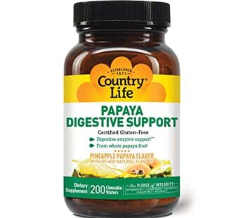 Country Life, Papaya Digestive Support, Daily Enzymes to Promote Digestive Health and Nutrient Absorption, 200 ct
