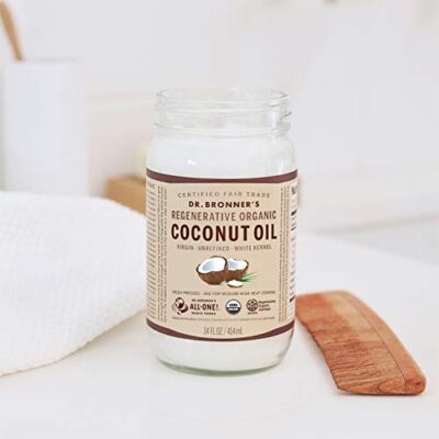 Dr. Bronner's - Organic Virgin Coconut Oil (White Kernel, 14 ounce) - Coconut Oil for Cooking, Baking, Hair & Body, Unrefined & Fresh-Pressed, Mild Flavor, Versatile, Fair Trade, Vegan, Non-GMO - Image 3
