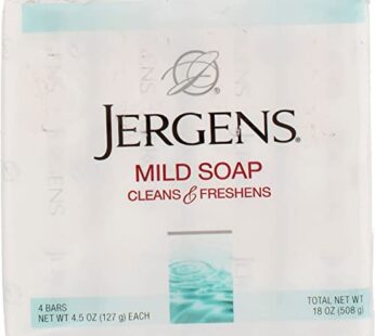 Jergens Mild Soap for Face and Body, 4.5 Ounce Bar, 4 Count (Pack of 3)