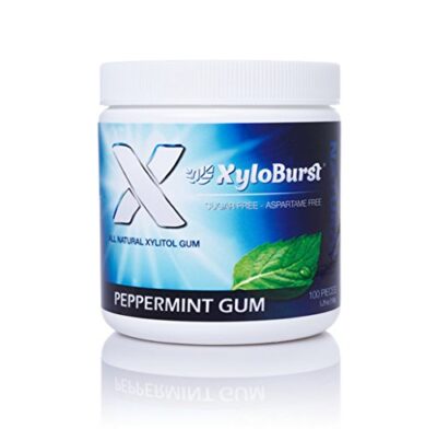 XyloBurst Gum | Xylitol Chewing Gum | Sugar Free, Gluten Free, Keto Friendly | Aspartame Free Gum For Oral Health | Peppermint | 100-Count Jar