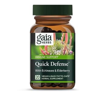 Gaia Herbs Quick Defense – Fast-Acting Immune Support Supplement for Use at Onset of Symptoms – with Echinacea, Black Elderberry, Ginger & Andrographis – 20 Vegan Liquid Phyto-Capsules (2-Day Supply)