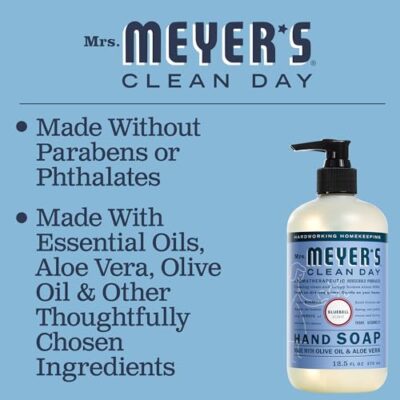 MRS. MEYER'S CLEAN DAY Hand Soap, Made with Essential Oils, Biodegradable Formula, Bluebell, 12.5 fl. oz - Image 5