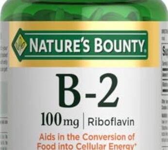 Nature’s Bounty Vitamin B2 as Riboflavin Supplement, Aids Metabolism, 100mg, 100 Count