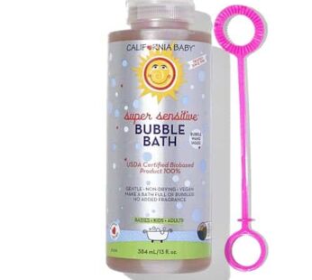 California Baby Super Sensitive Bubble Bath | No Added Fragrance | 100% Plant-Based Ingredients (USDA Certified) | Allergy Friendly | Babies, Adults & Kid Bubble Bath | Ideal for Sensitive Skin | Free Bubble Wand Included |13 Fl oz