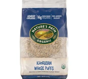 Nature’s Path Organic Kamut Puffs Cereal,Earth Friendly Package, Khorasan Wheat Puffs, Non-GMO, 16g Whole Grains, No Added Sugar,6 Ounce (Pack of 12)