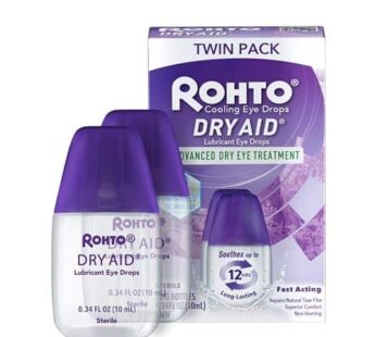 Rohto Dry Aid Lubricant Eye Drops, Fast Relief for Dry Eyes, Long-Lasting Hydration, Dry Eye Symptom Relief, Moisturizing and Soothing Eye Drops for Dry Eyes, Contact Lens-Friendly, 0.34 fl oz