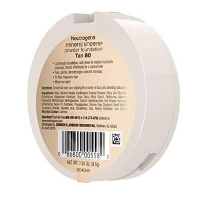 Neutrogena Mineral Sheers Compact Powder Foundation, Lightweight & Oil-Free Mineral Foundation, Fragrance-Free, Tan 80,.34 oz (Pack of 2) - Image 17