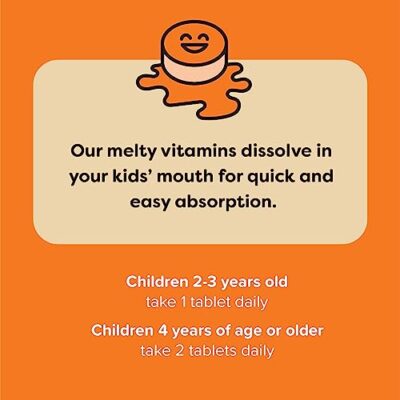 Renzo's Bright & Brainy Vitamin B6 - Dissolving Kids Vitamin B6-60 Sugar-Free Melty Tabs, Oh Oh Oh Orange Flavored - Image 5