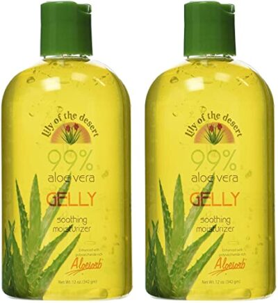 Lily Of The Desert Gelly Moisturizer - 99% Organic Aloe Vera Gel for Skin, After Sun Care with Aloe, Vitamin E Oil, and Vitamin C for Sunburn Relief, 12 Fl Oz (Pack of 2)