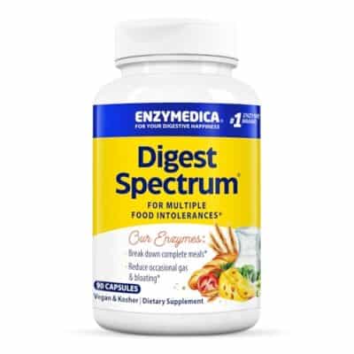 Enzymedica Digest Spectrum, Digestive Enzymes for Multiple Food Intolerances, Offers Fast-Acting Gas & Bloating Relief, 90 Capsules FFP