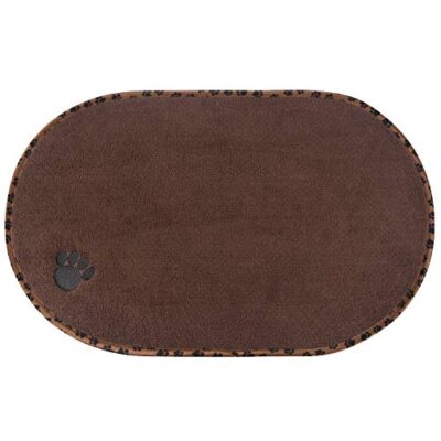 SINLAND Microfiber Pet Bowl Food Mat Dish Drying Mat with Anti-Skid Backing (16.14" x 27.16", Brown)